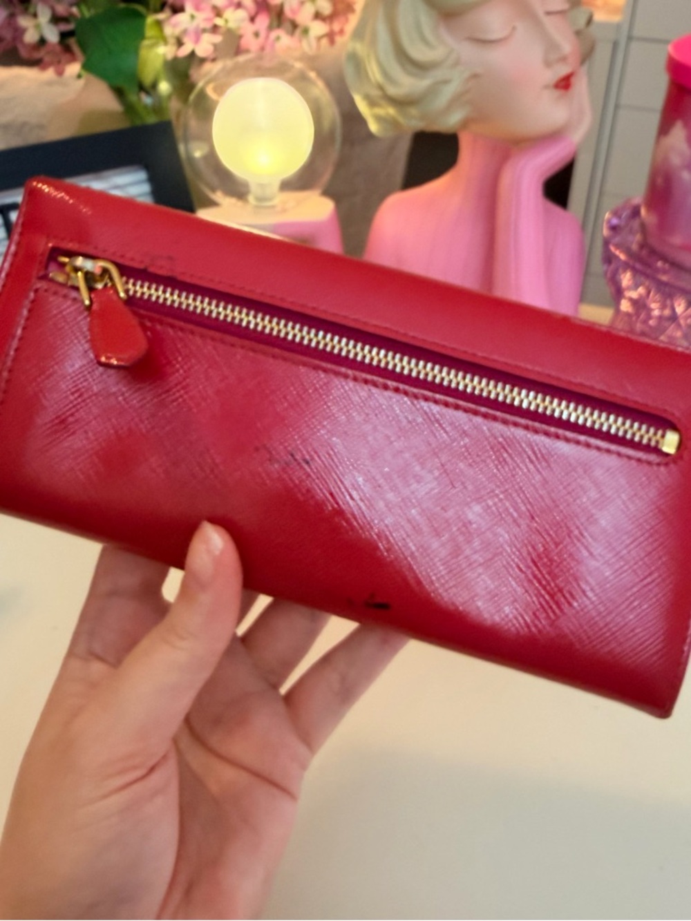 PRADA Saffiano Leather Vernice Fiocco Bow Wallet - Picture 4 of 11